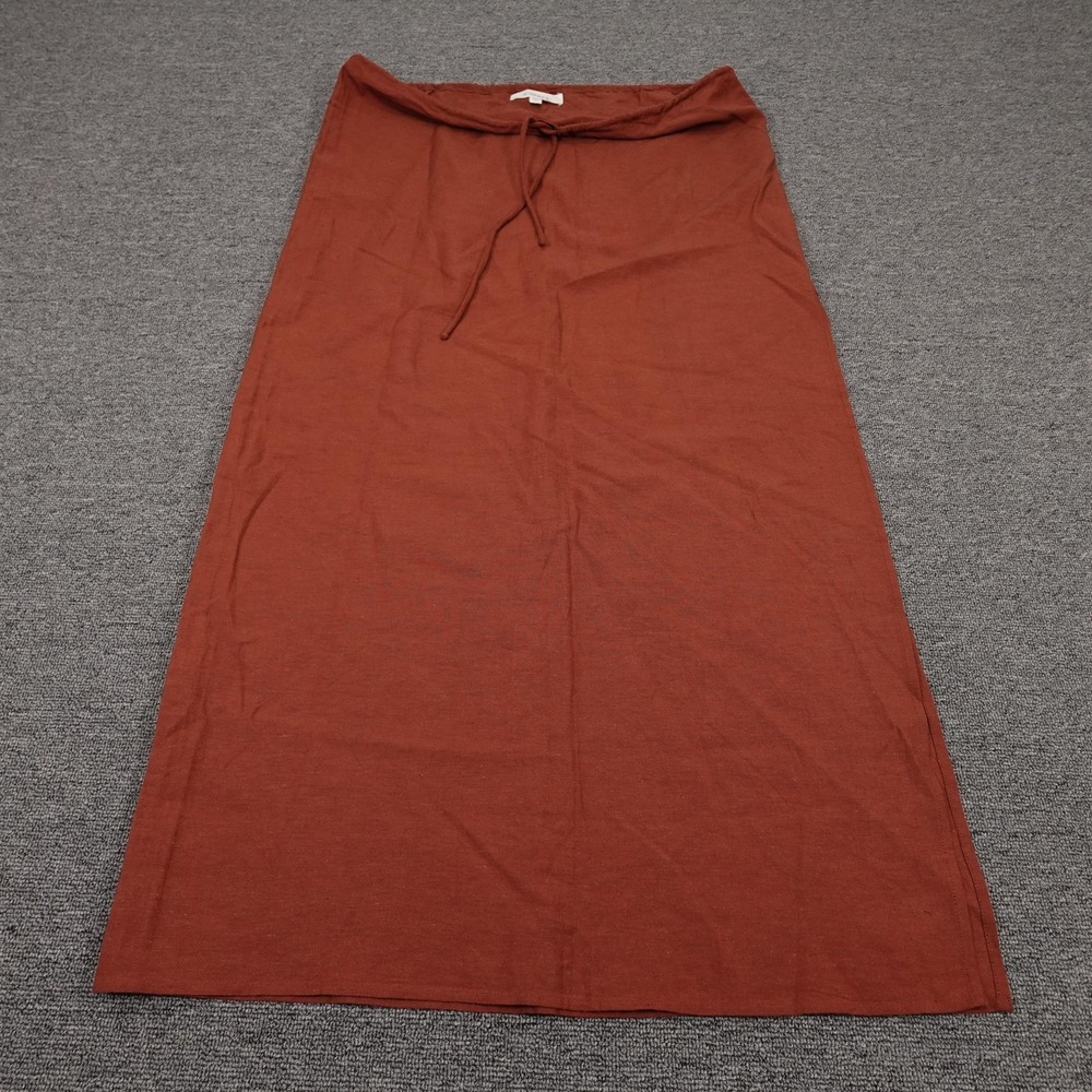 L*SPACE Skirt Womens Small Brown Linen Blend Maxi Drawstring Waist Casual Summer